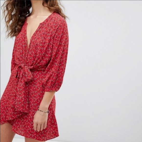 Free People Clara Tie-Front Tunic in Red - Picture 2 of 16